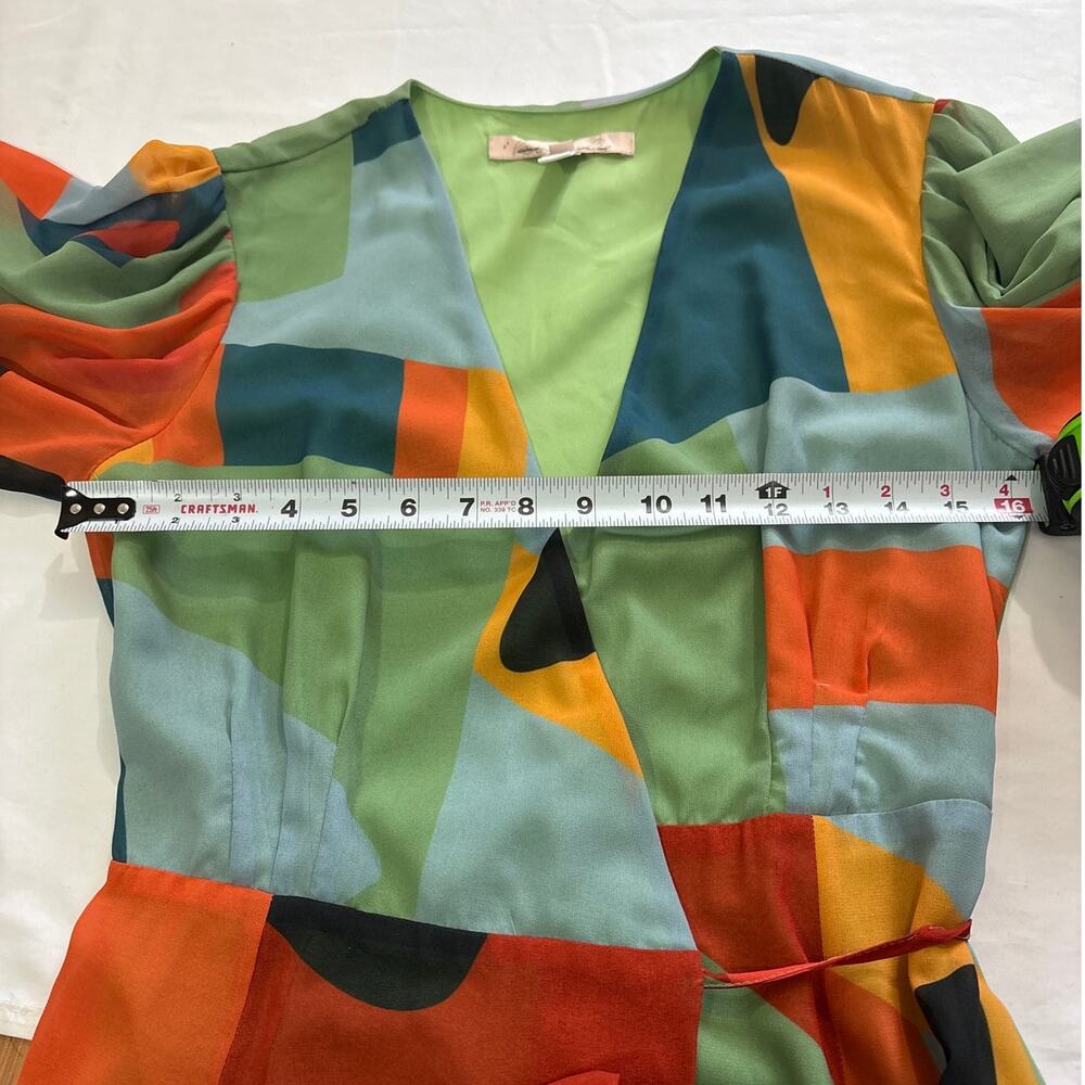 Anthropologie Women XS Hutch Abstract Wrap Maxi Dress Colorful Wedding Guest Fun - Picture 13 of 14